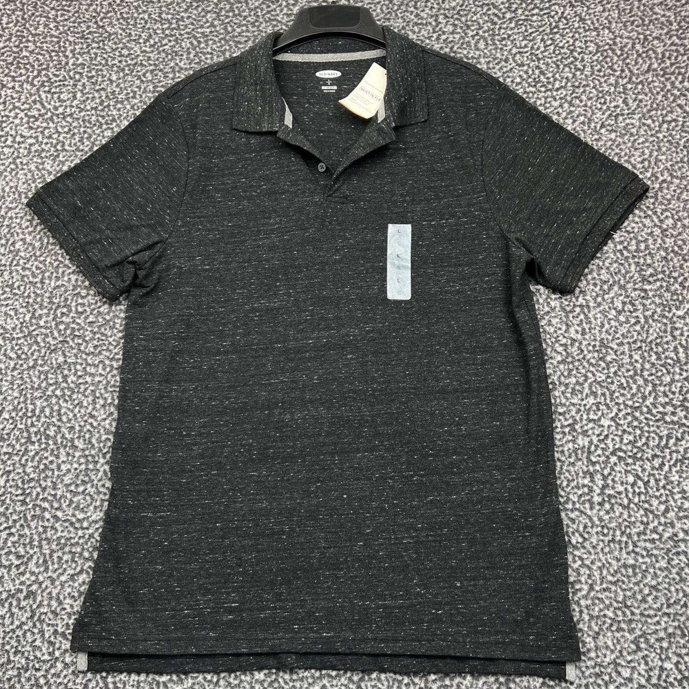 Old Navy Built-In Flex Polo Shirt Men Large Black Short Sleeve Collared New L